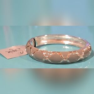 Nordstrom Sequin New York Gray Enamel & Sparkling Crystals Hinged Bangle NWT